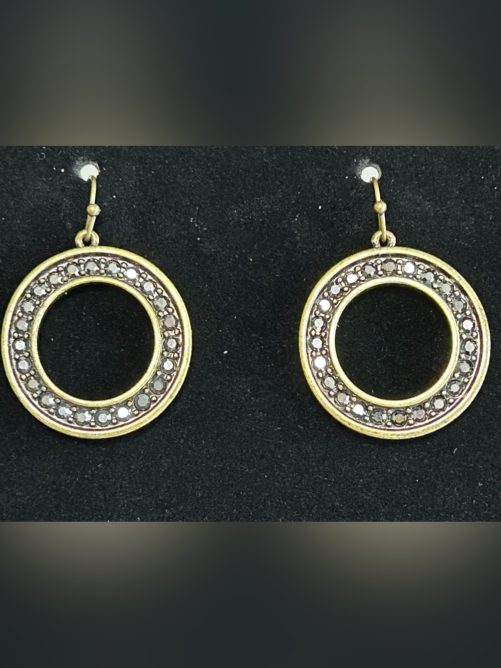 Lia Sophia Gold-Tone Crystal Circle Drop Earrings